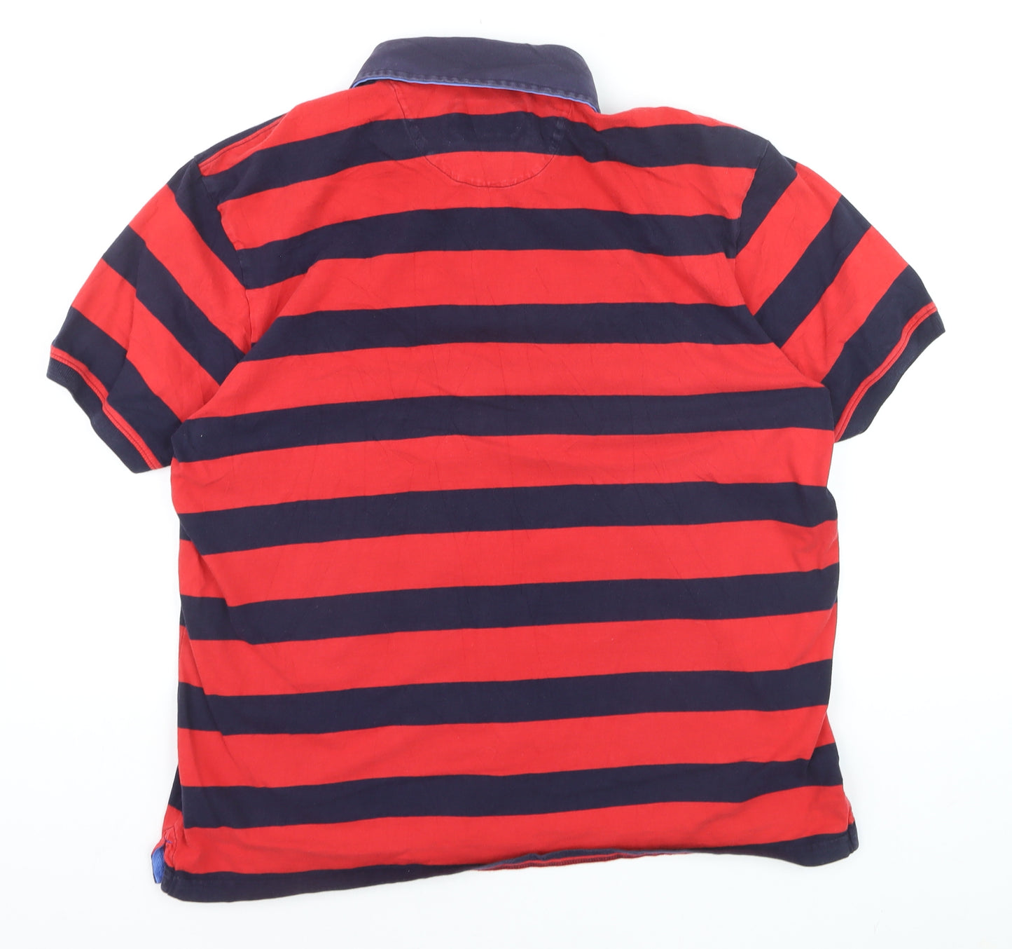 Marks and Spencer Blue Harbour Men's Red Navy Striped Polo L Regular Fit