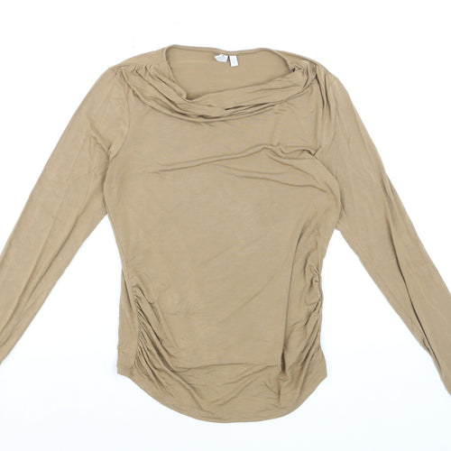& Other Stories Women's Beige Cowl Neck Long Sleeve Jersey Blouse Size 10