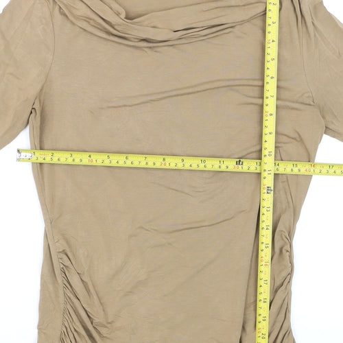 & Other Stories Women's Beige Cowl Neck Long Sleeve Jersey Blouse Size 10