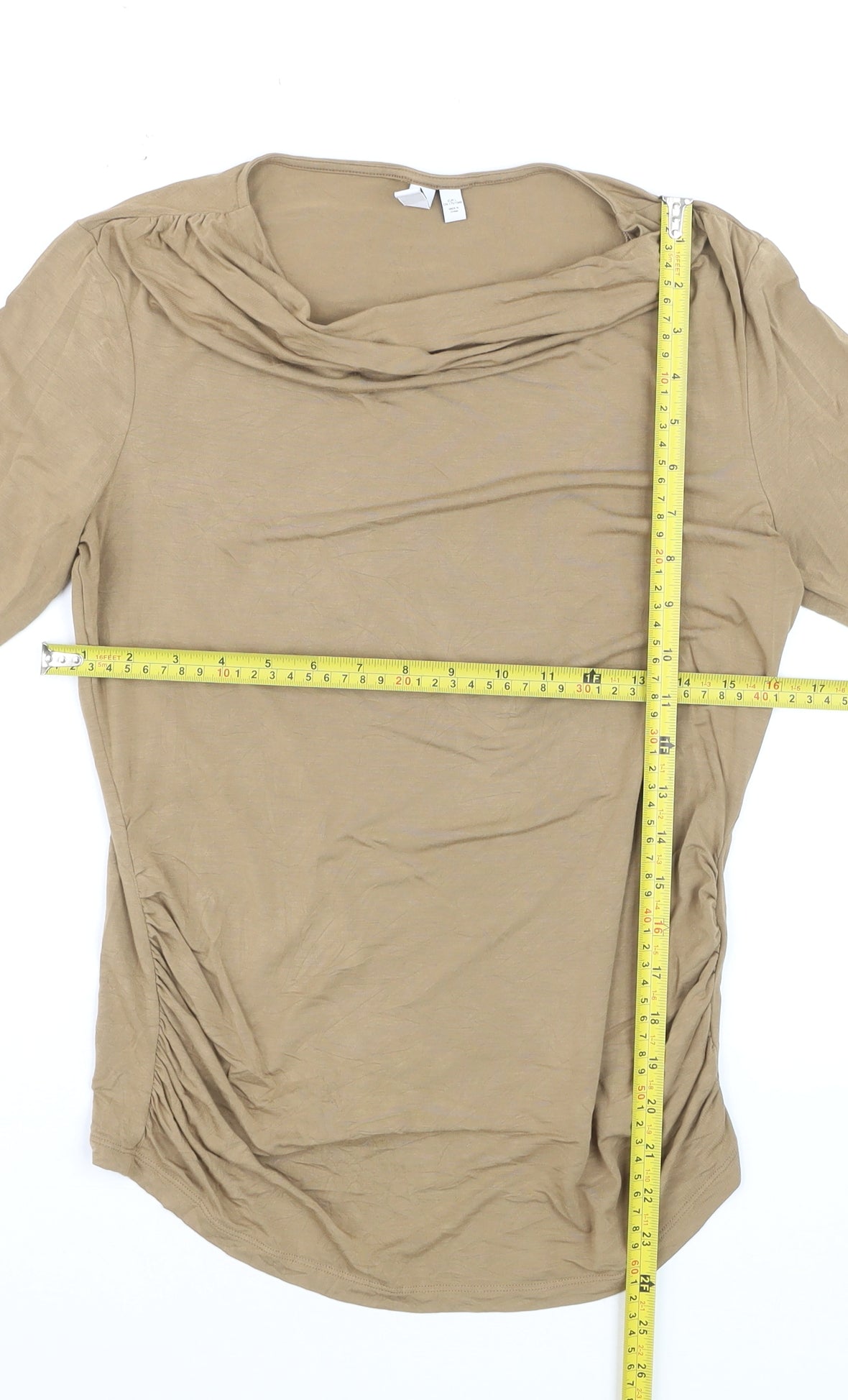 & Other Stories Women's Beige Cowl Neck Long Sleeve Jersey Blouse Size 10