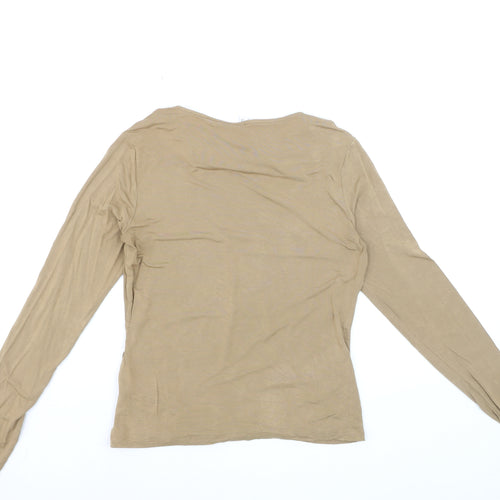 & Other Stories Women's Beige Cowl Neck Long Sleeve Jersey Blouse Size 10