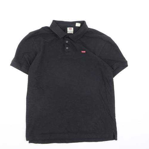 Levi's Men's Black Cotton Polo Shirt M Regular Fit