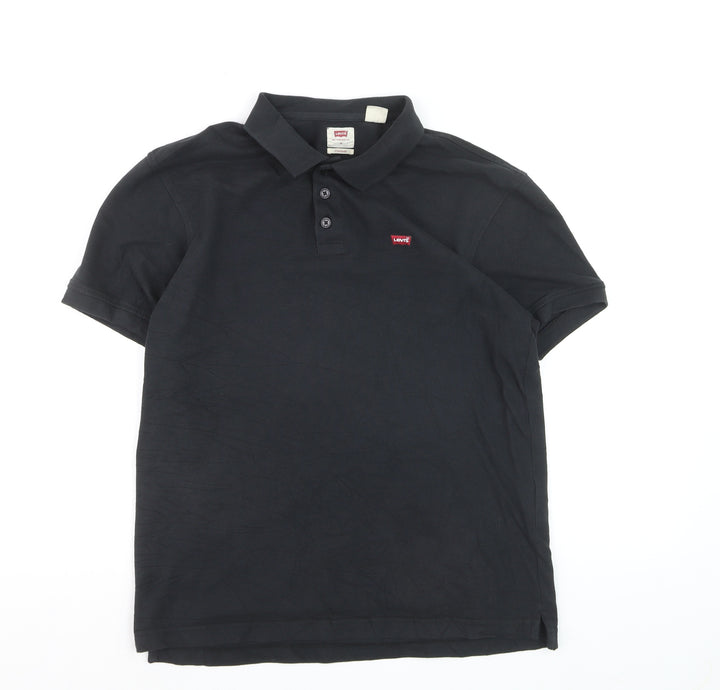 Levi's Men's Black Cotton Polo Shirt M Regular Fit