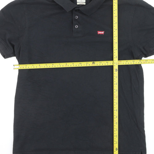 Levi's Men's Black Cotton Polo Shirt M Regular Fit