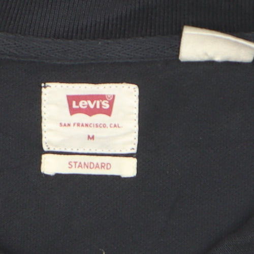 Levi's Men's Black Cotton Polo Shirt M Regular Fit