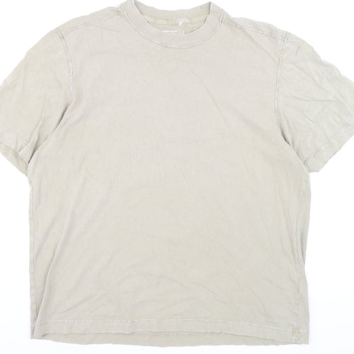 Abercrombie & Fitch Men's Beige Crew Neck Cotton T-Shirt Large
