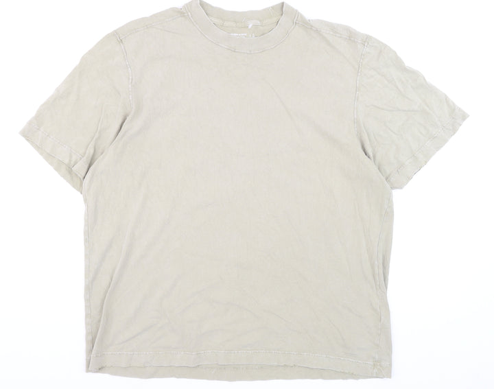 Abercrombie & Fitch Men's Beige Crew Neck Cotton T-Shirt Large