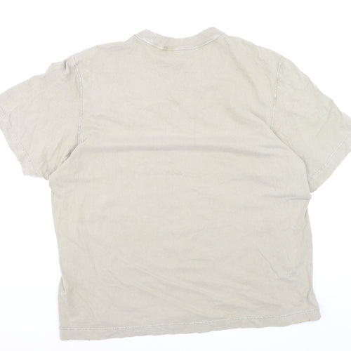 Abercrombie & Fitch Men's Beige Crew Neck Cotton T-Shirt Large