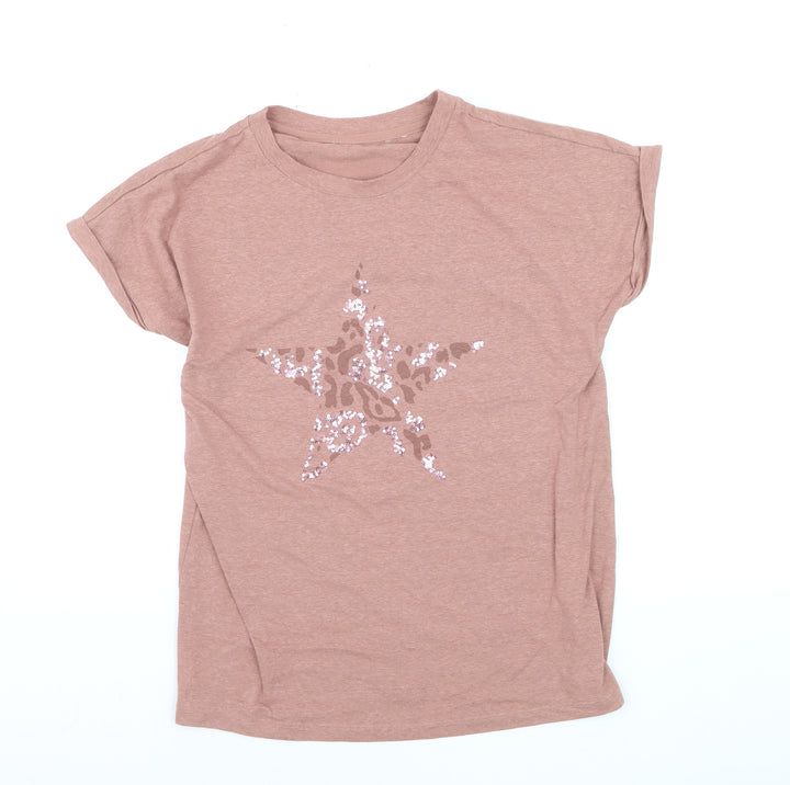 Next Women’s Brown Sequin Star T-Shirt Size 12 Short Sleeve