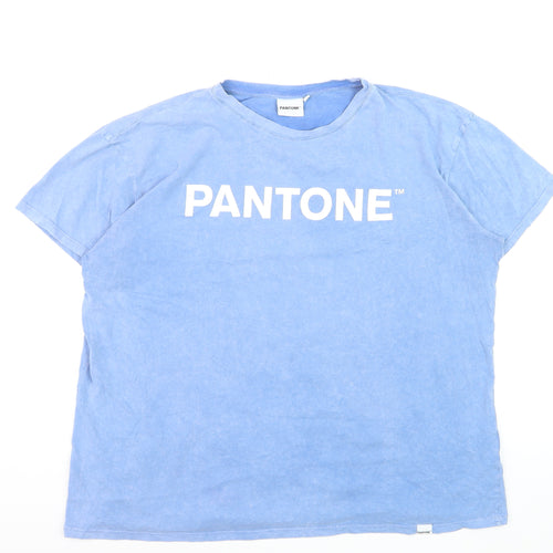 Pantone Womens Blue Basic Cotton Crew Neck T-Shirt Size 16