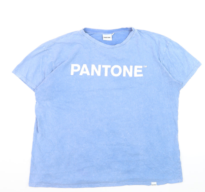Pantone Womens Blue Basic Cotton Crew Neck T-Shirt Size 16