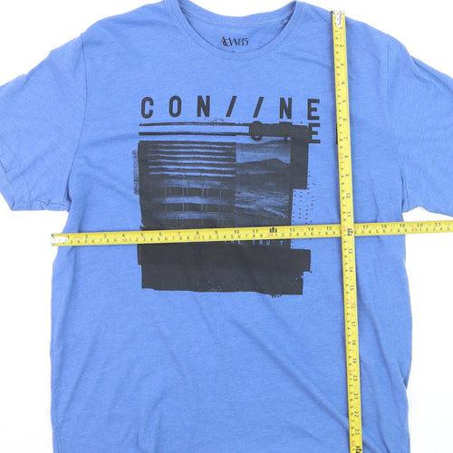 A&W85 Men's Blue Graphic Print Crew Neck T-Shirt Size L