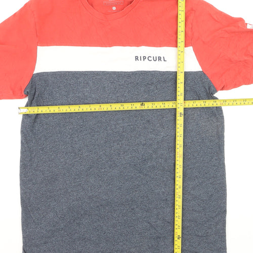 Rip Curl Men's Colourblock Crew Neck T-Shirt Coral Grey Size L