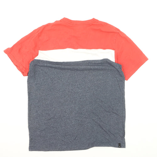 Rip Curl Men's Colourblock Crew Neck T-Shirt Coral Grey Size L