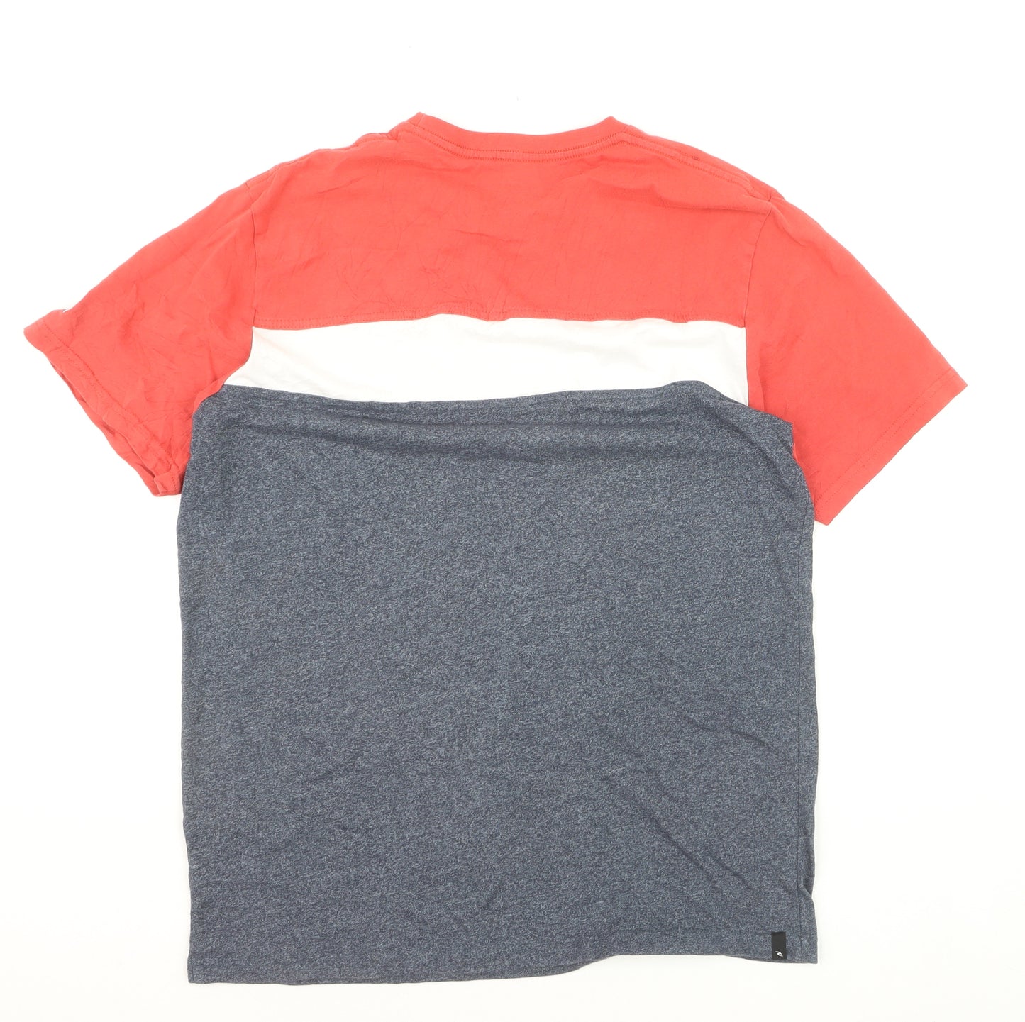 Rip Curl Men's Colourblock Crew Neck T-Shirt Coral Grey Size L