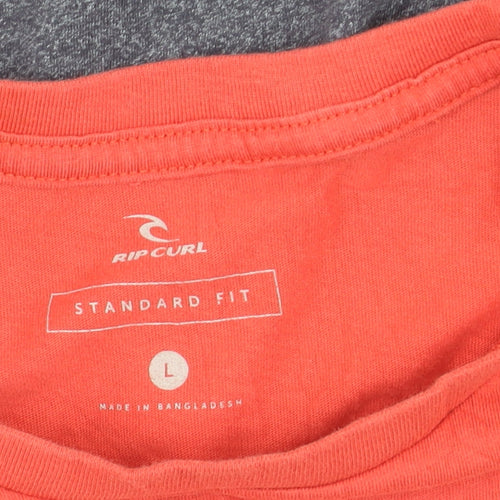 Rip Curl Men's Colourblock Crew Neck T-Shirt Coral Grey Size L