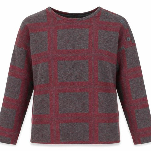 Next Women's Red Check Knit Button Shoulder Jumper Size 10