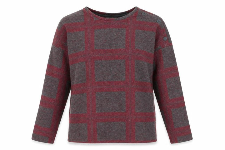 Next Women's Red Check Knit Button Shoulder Jumper Size 10