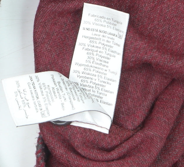 Next Women's Red Check Knit Button Shoulder Jumper Size 10
