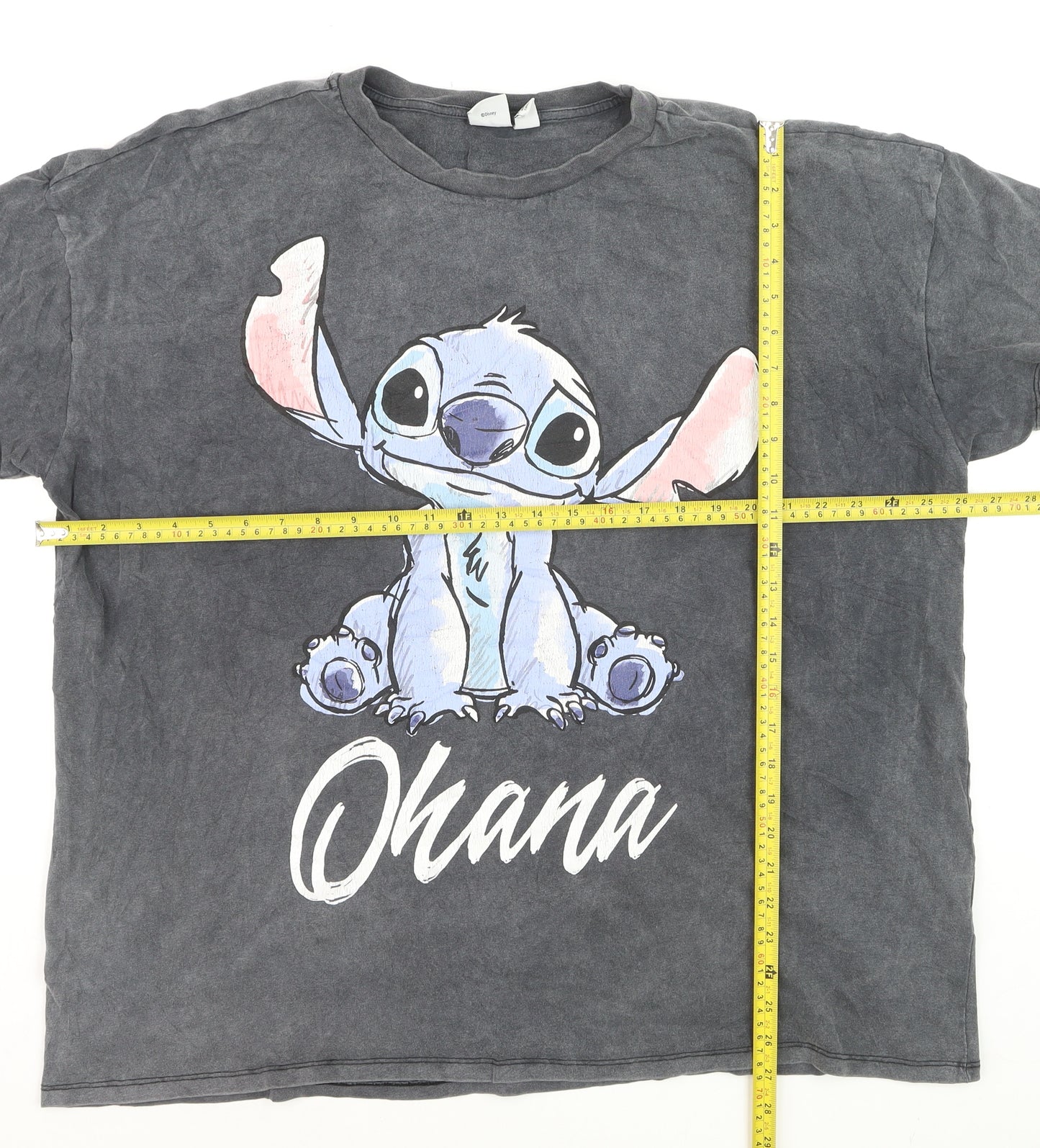 Disney Women’s Grey Ohana Stitch Graphic T-Shirt XL Cotton Casual