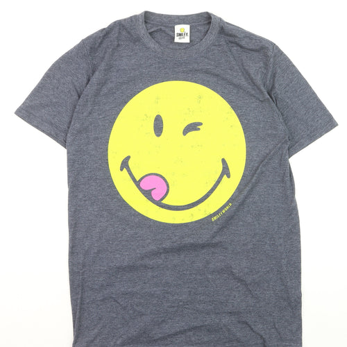 Smiley World Women's Grey L Basic Funny Graphic T-Shirt