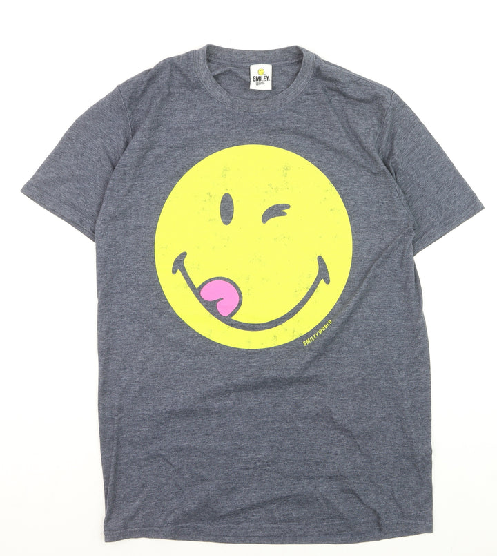 Smiley World Women's Grey L Basic Funny Graphic T-Shirt