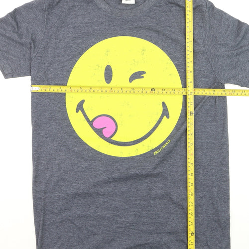 Smiley World Women's Grey L Basic Funny Graphic T-Shirt