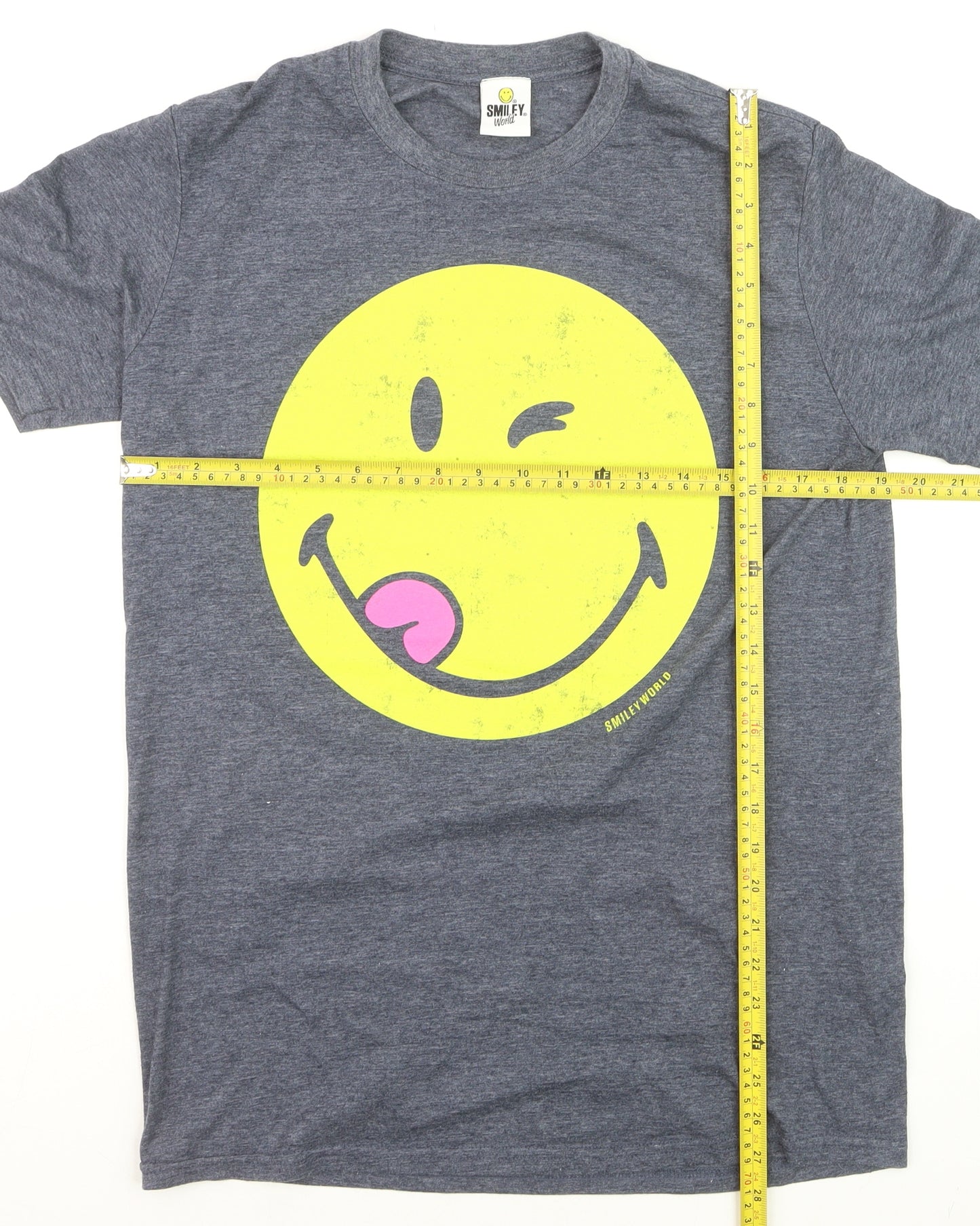 Smiley World Women's Grey L Basic Funny Graphic T-Shirt