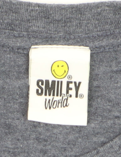 Smiley World Women's Grey L Basic Funny Graphic T-Shirt