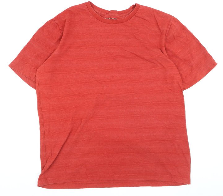 Puritan Men's Red Crew Neck Cotton Blend Short Sleeve T-Shirt Size L