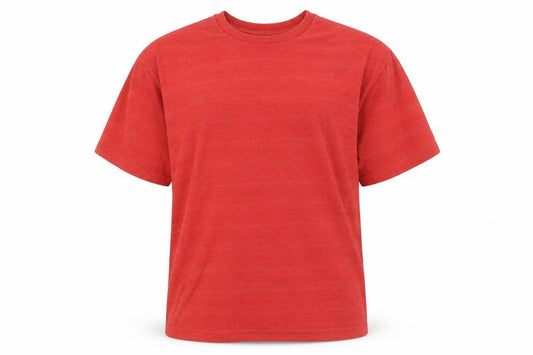 Front view of Puritan Men's Red Crew Neck Cotton Blend Short Sleeve T-Shirt, size L