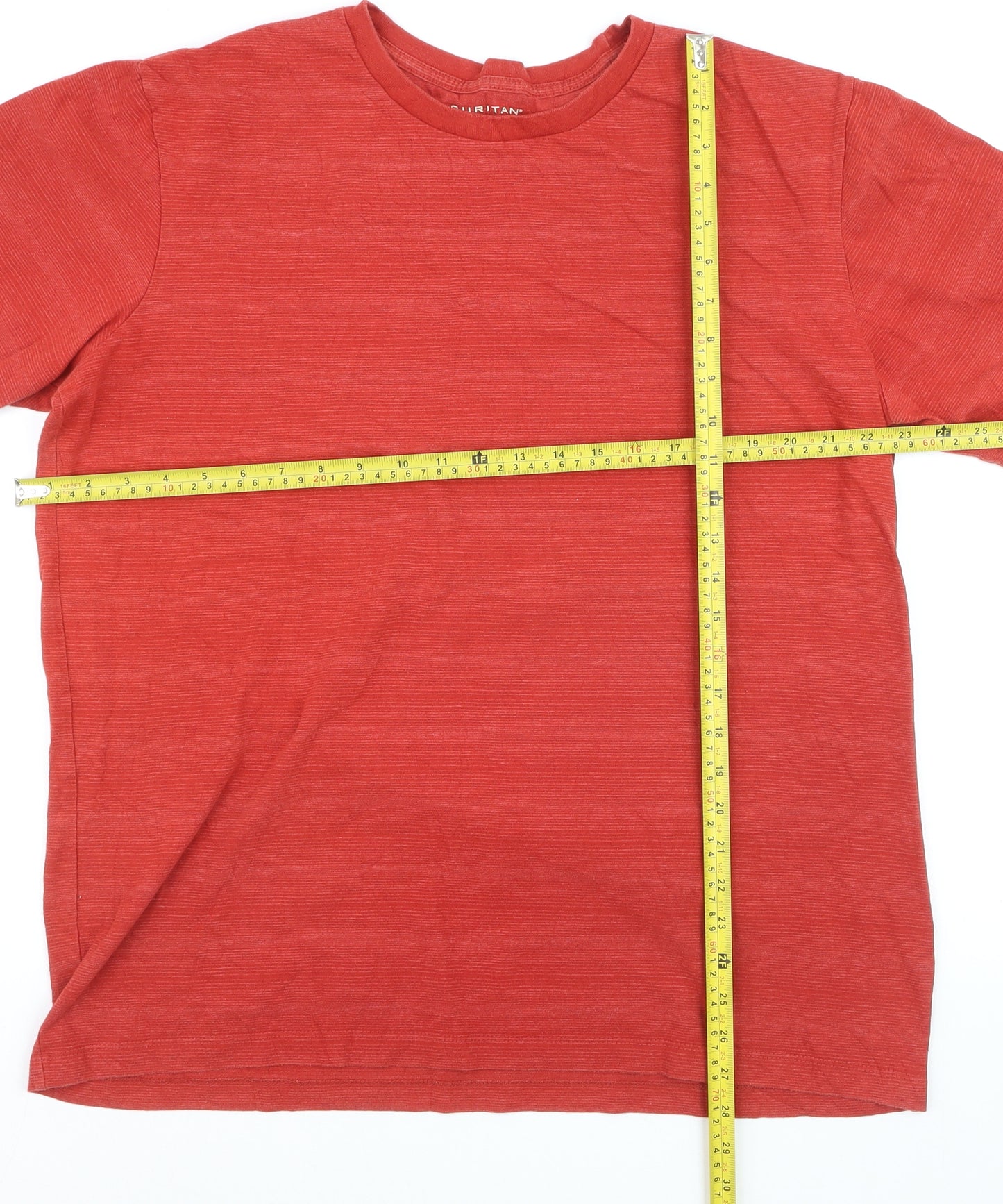Puritan Men's Red Crew Neck Cotton Blend Short Sleeve T-Shirt Size L