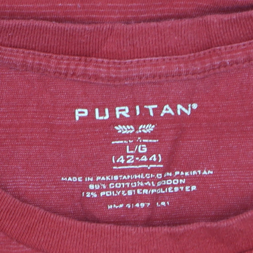 Puritan Men's Red Crew Neck Cotton Blend Short Sleeve T-Shirt Size L