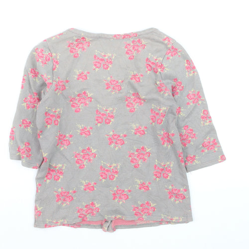 Topshop Women's Grey Floral Button-Up Crop Top Size 10