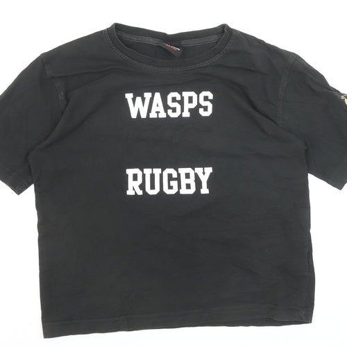 Canterbury Boys Black Wasps Rugby T-Shirt 6 Years Cotton Short Sleeve Top