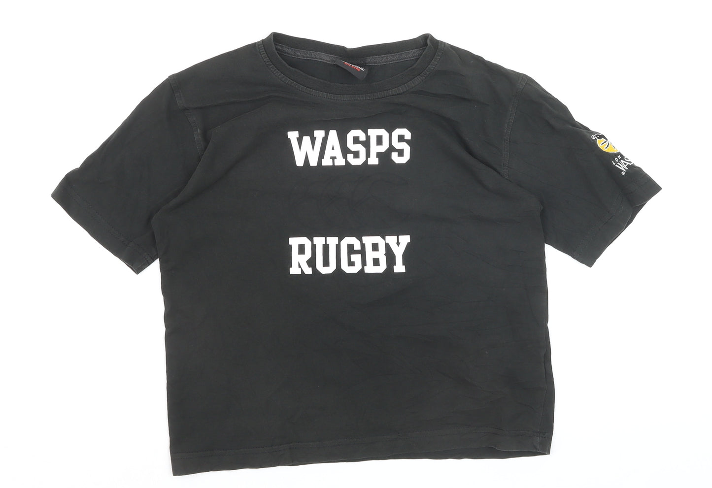 Canterbury Boys Black Wasps Rugby T-Shirt 6 Years Cotton Short Sleeve Top