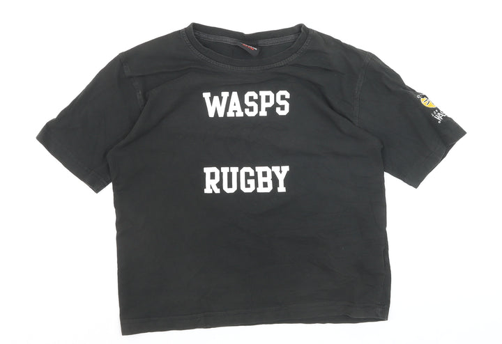 Canterbury Boys Black Wasps Rugby T-Shirt 6 Years Cotton Short Sleeve Top