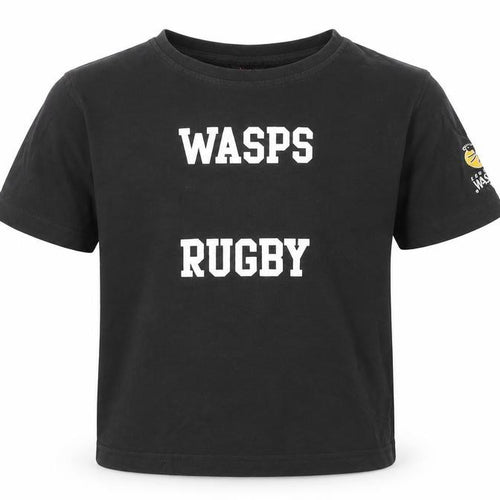 Canterbury Boys Black Wasps Rugby T-Shirt 6 Years Cotton Short Sleeve Top