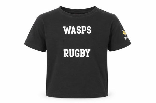 Canterbury Boys Black Wasps Rugby T-Shirt 6 Years Cotton Short Sleeve Top