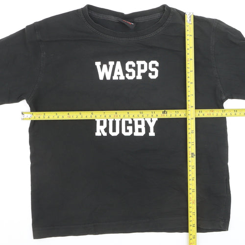 Canterbury Boys Black Wasps Rugby T-Shirt 6 Years Cotton Short Sleeve Top