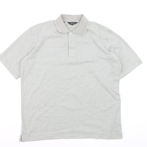 John Curtis Men’s Grey Check Polo Shirt Size M Classic Fit