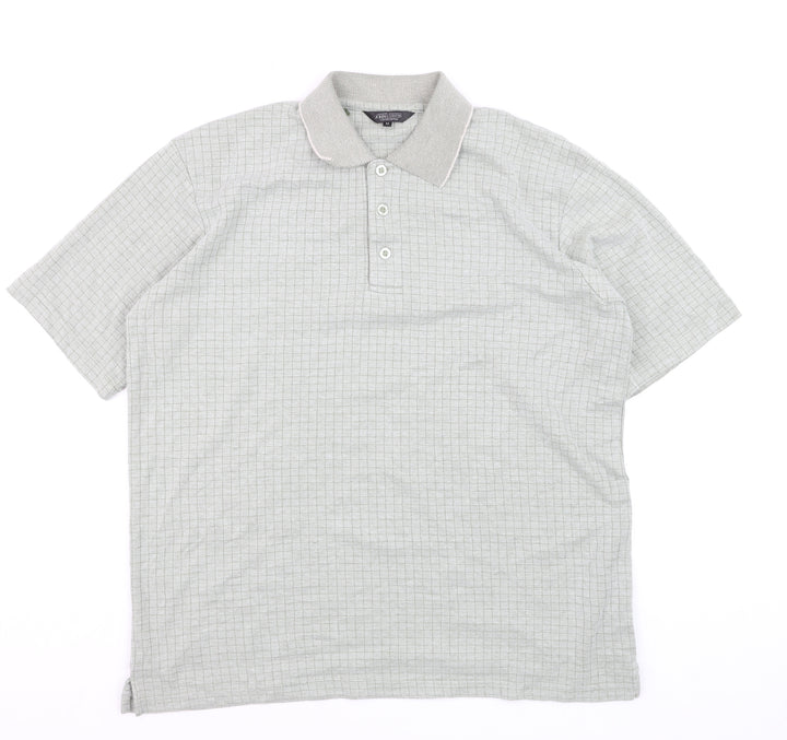 John Curtis Men’s Grey Check Polo Shirt Size M Classic Fit