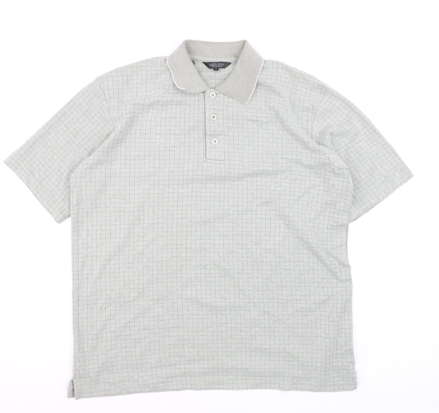 John Curtis Men’s Grey Check Polo Shirt Size M Classic Fit