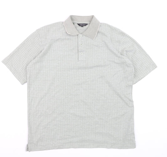 John Curtis Men’s Grey Check Polo Shirt Size M Classic Fit