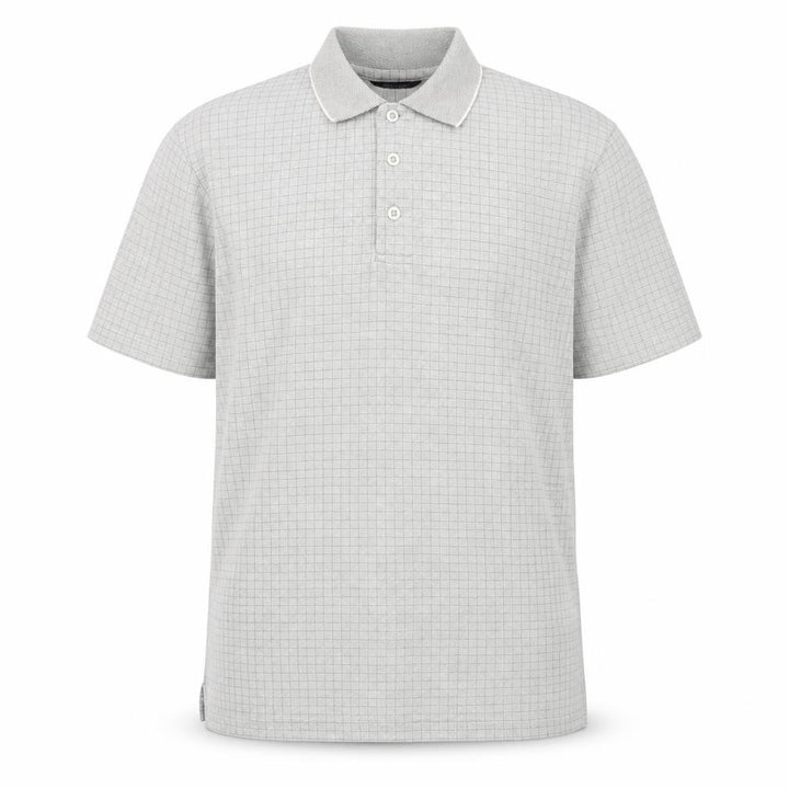 John Curtis Men’s Grey Check Polo Shirt Size M Classic Fit