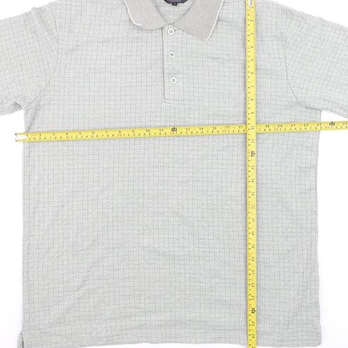 John Curtis Men’s Grey Check Polo Shirt Size M Classic Fit