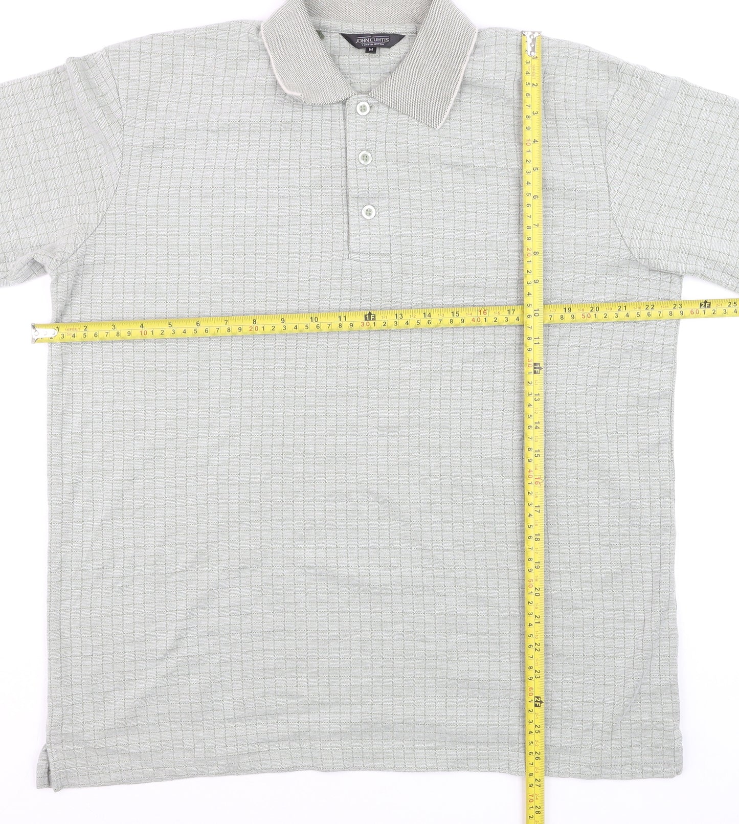 John Curtis Men’s Grey Check Polo Shirt Size M Classic Fit