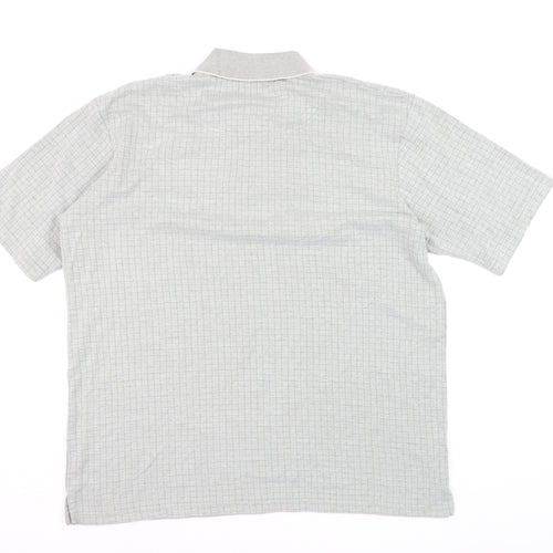 John Curtis Men’s Grey Check Polo Shirt Size M Classic Fit