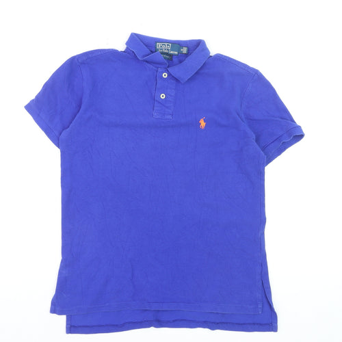 Ralph Lauren Men's Blue Custom Fit Cotton Short Sleeve Polo Shirt S