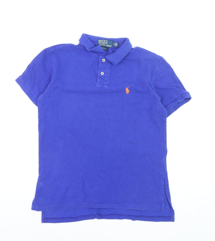 Ralph Lauren Men's Blue Custom Fit Cotton Short Sleeve Polo Shirt S